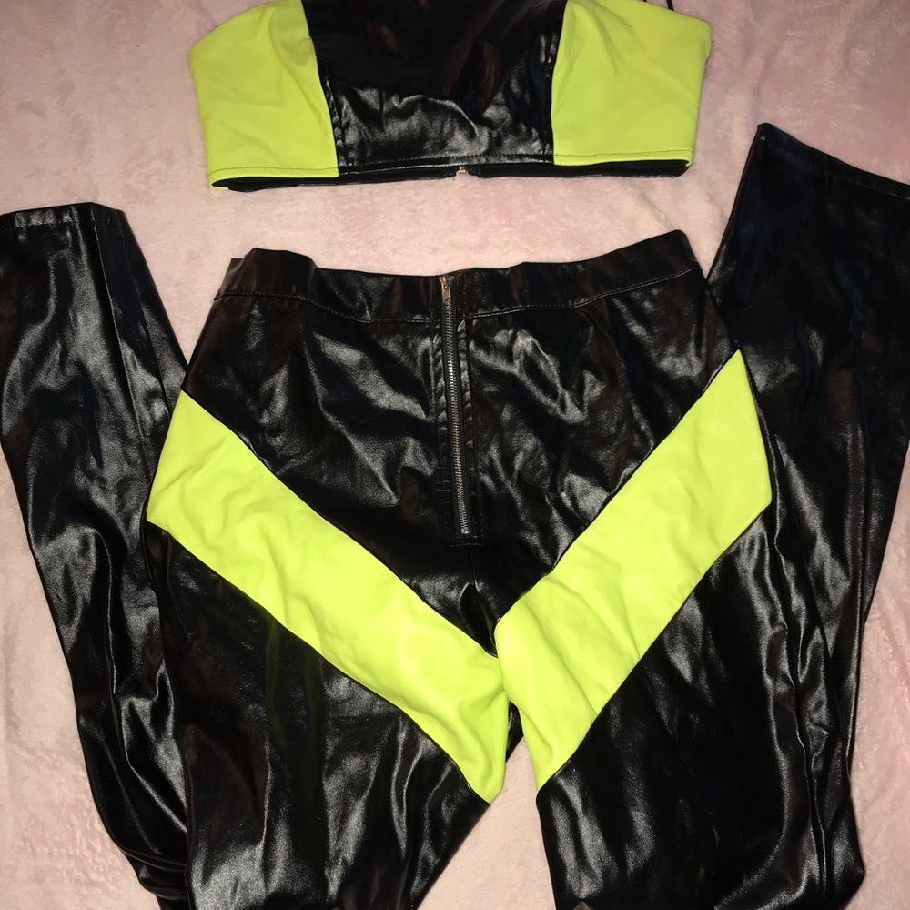 two piece leather outfit